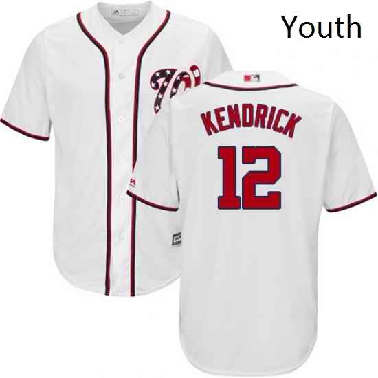 Youth Majestic Washington Nationals 12 Howie Kendrick Replica White Home Cool Base MLB Jersey